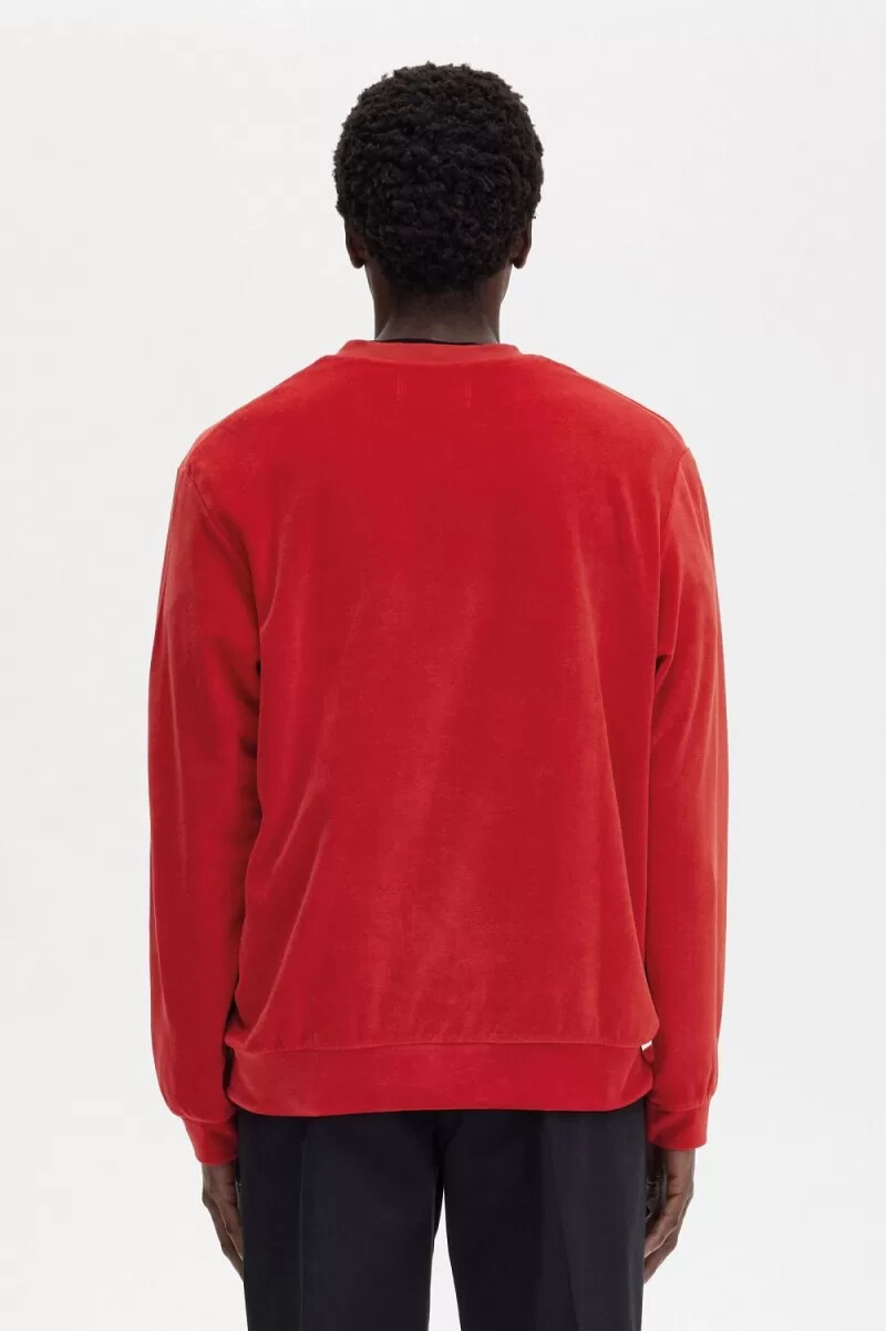 fred perry herren-sweatshirt aus velours rot