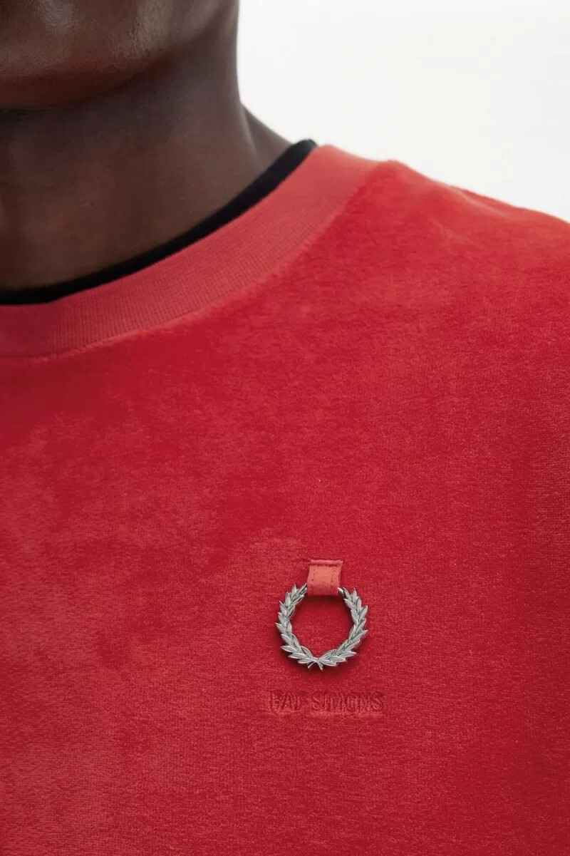 fred perry herren-sweatshirt aus velours rot