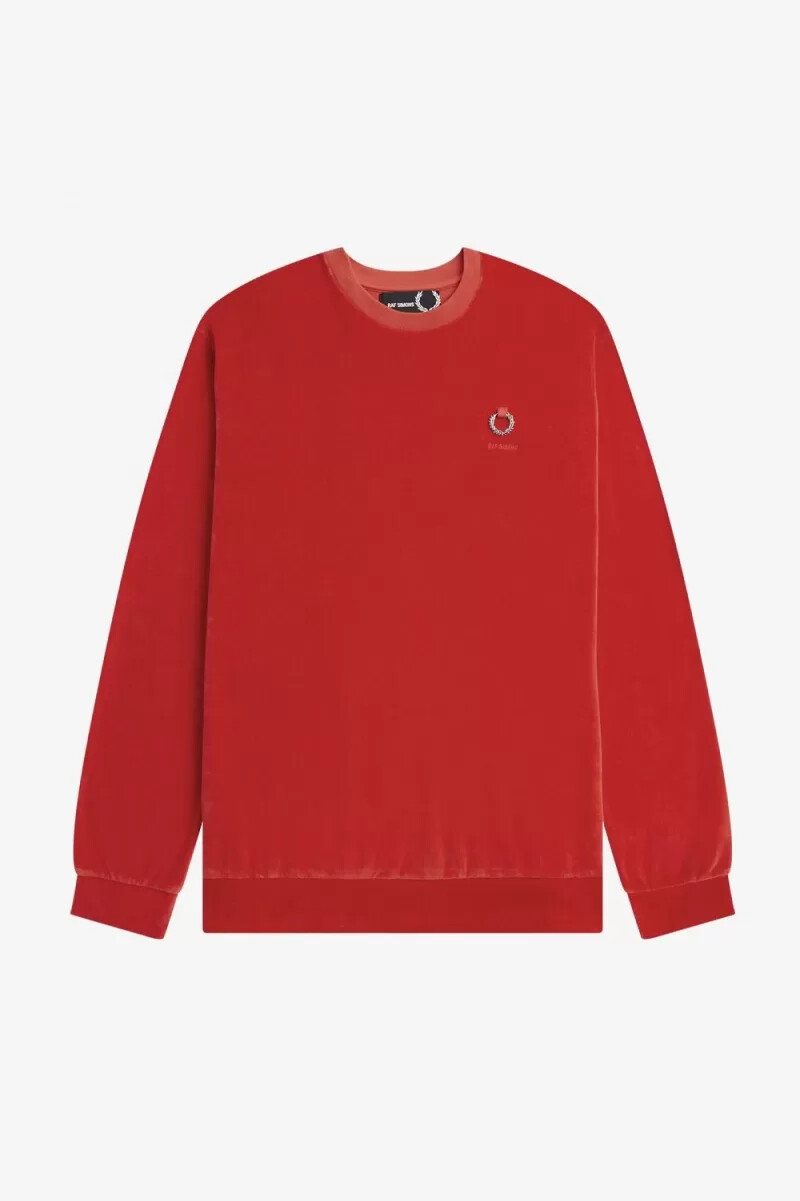 fred perry herren-sweatshirt aus velours rot