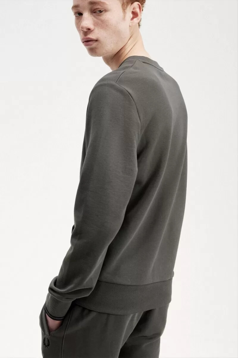 fred perry herren-sweatshirt mit rundhalsausschnitt feldgrün