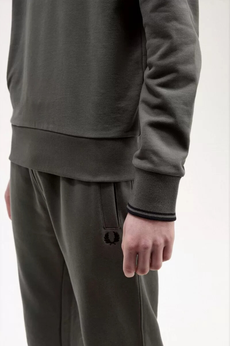 fred perry herren-sweatshirt mit rundhalsausschnitt feldgrün