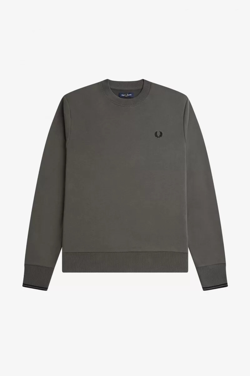 fred perry herren-sweatshirt mit rundhalsausschnitt feldgrün