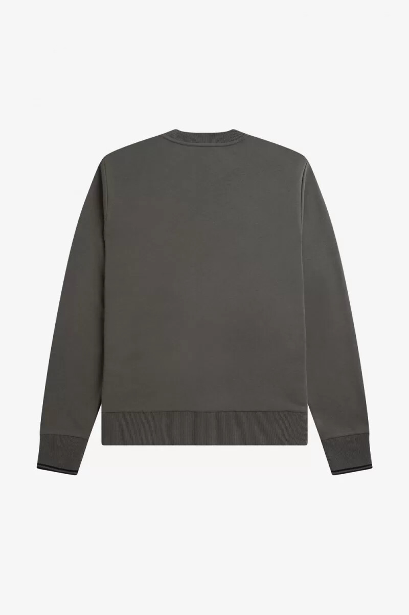 fred perry herren-sweatshirt mit rundhalsausschnitt feldgrün