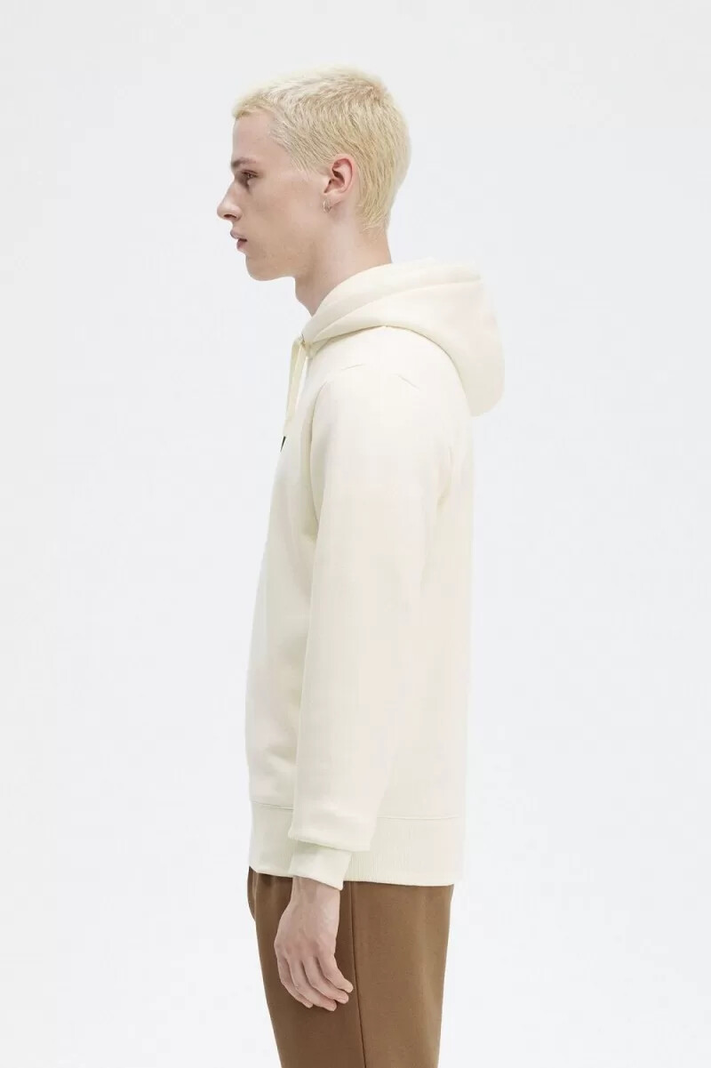 fred perry herren-sweatshirt mit kapuze und stickerei beige