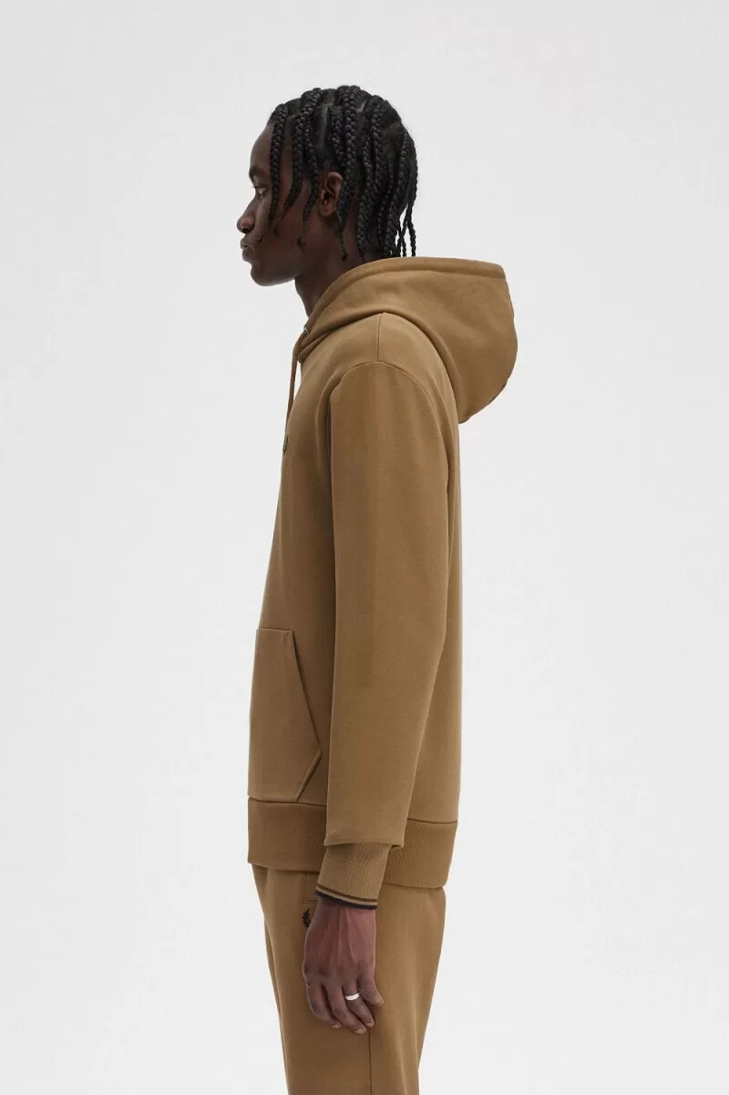 fred perry herren-sweatshirt mit kapuze farbe braun tabakbraun