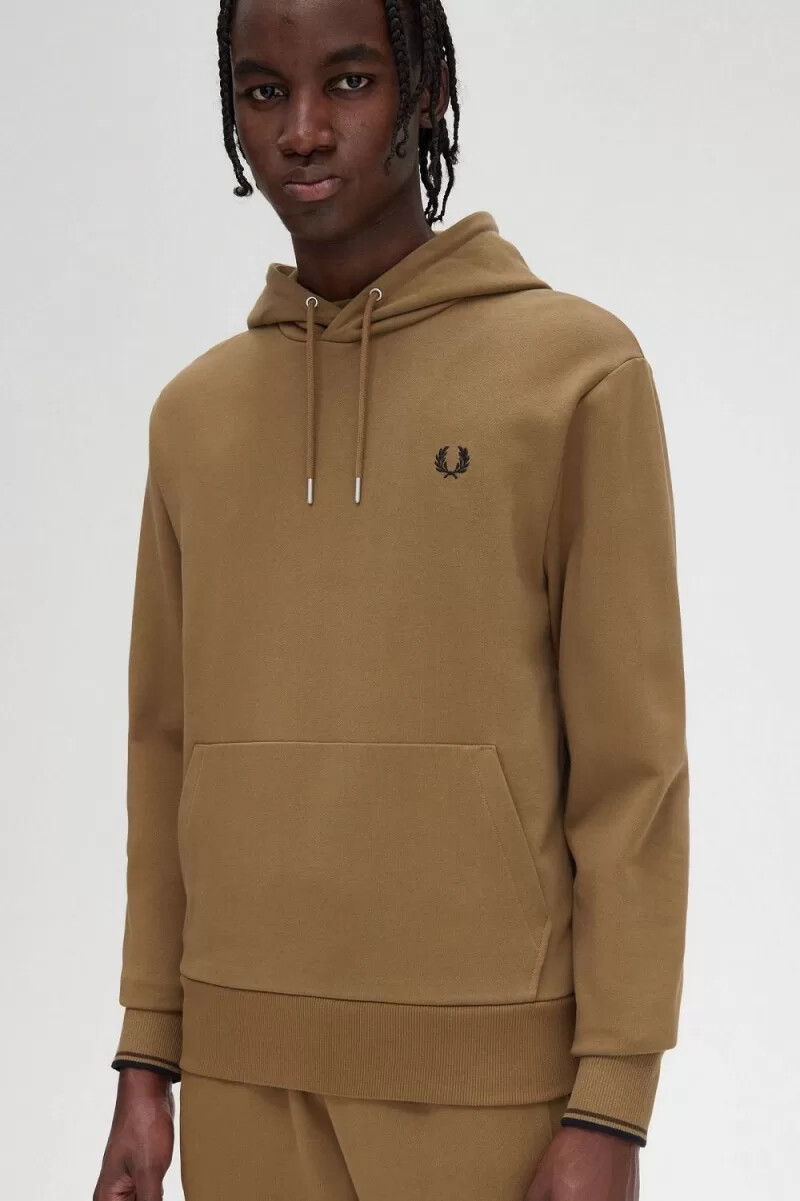 fred perry herren-sweatshirt mit kapuze farbe braun tabakbraun