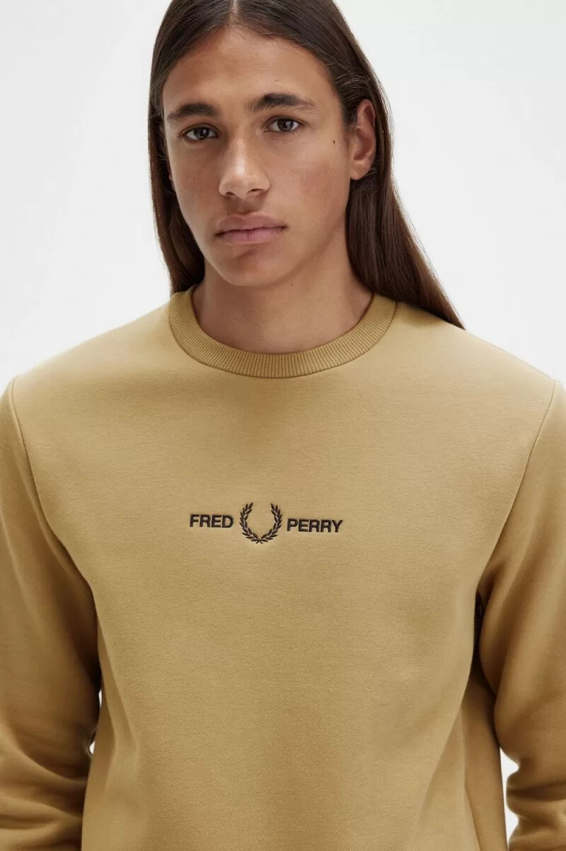 fred perry herren-sweatshirt mit stickerei grün