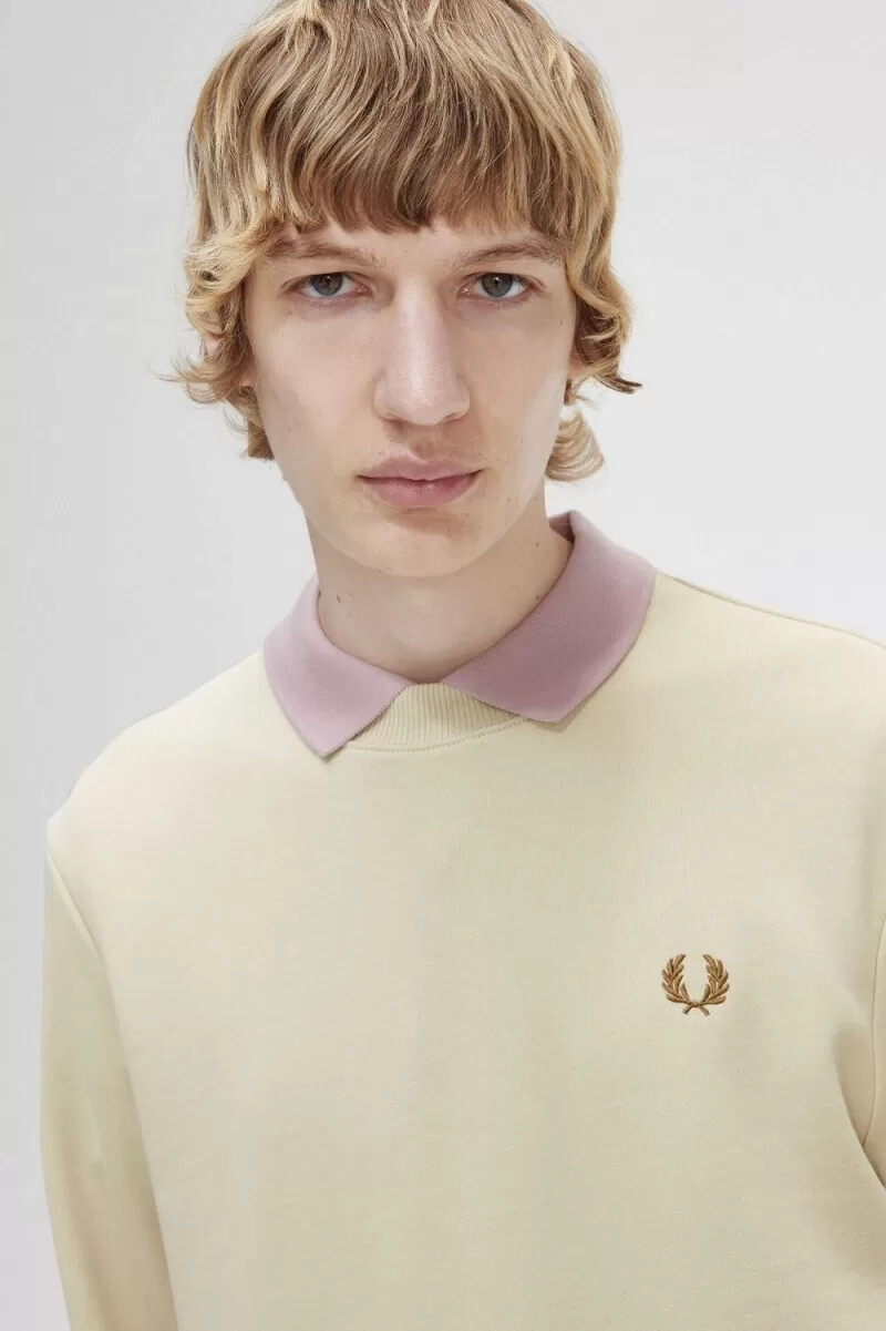 fred perry herren-sweatshirt mit rundhalsausschnitt farbe haferflocken