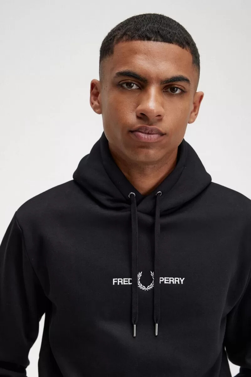 fred perry kapuzenpullover für herren mit stickerei schwarz