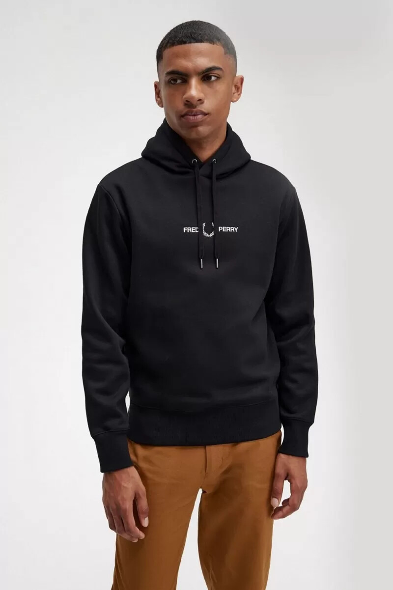fred perry kapuzenpullover für herren mit stickerei schwarz