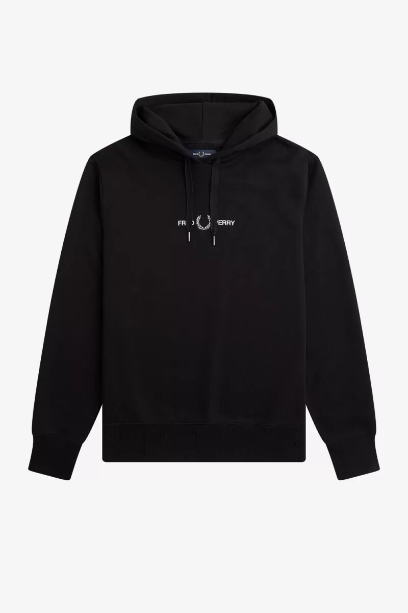 fred perry kapuzenpullover für herren mit stickerei schwarz