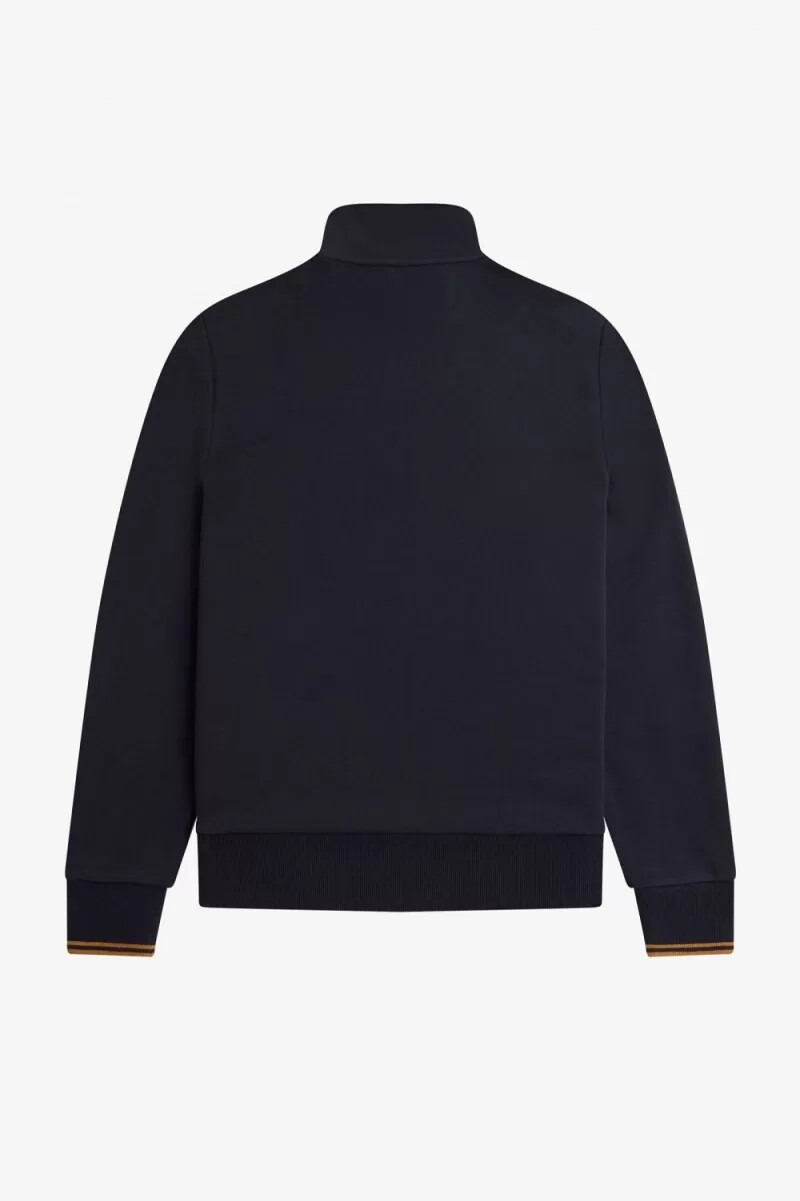 fred perry herren-sweatshirt mit halbem reißverschluss marineblaudunkelbraun