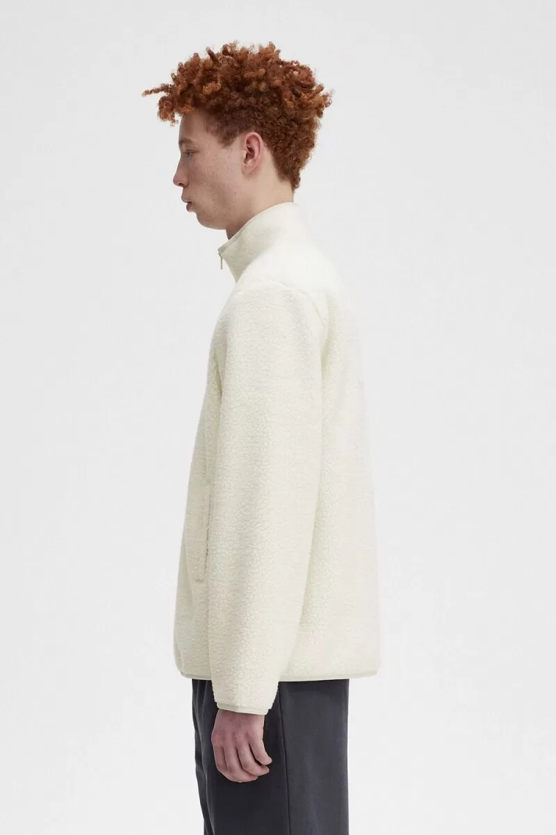 fred perry borg fleece-sweatshirt mit reißverschluss für herren beige