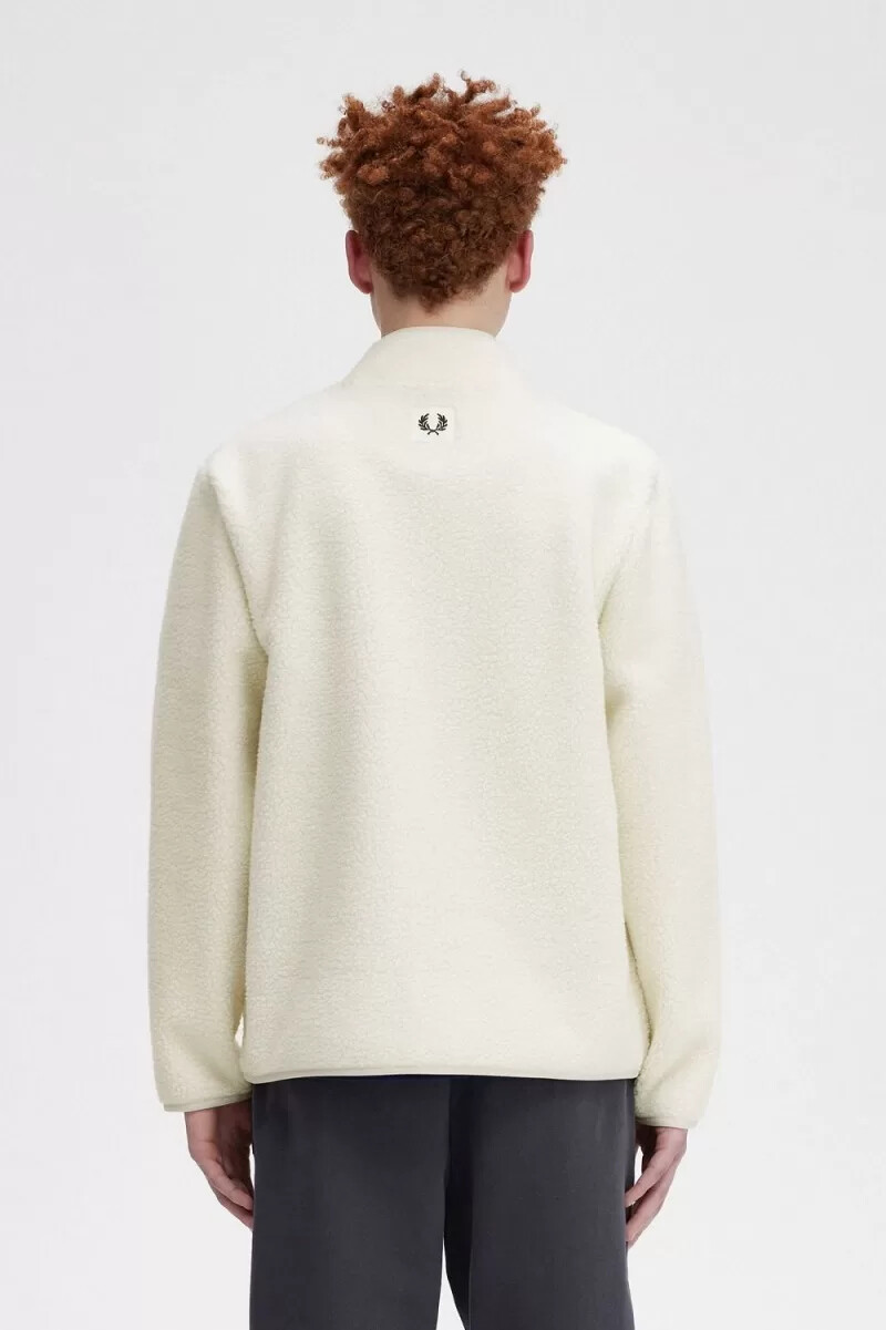 fred perry borg fleece-sweatshirt mit reißverschluss für herren beige