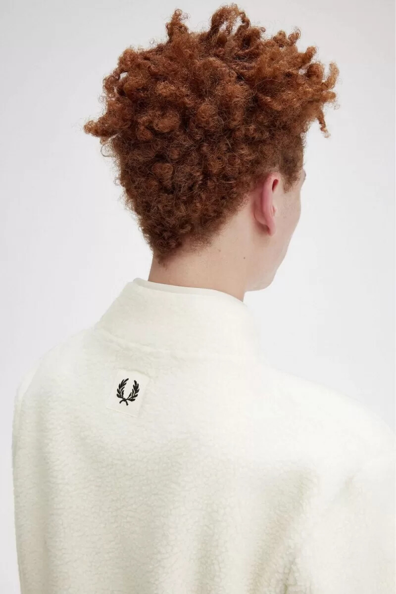fred perry borg fleece-sweatshirt mit reißverschluss für herren beige