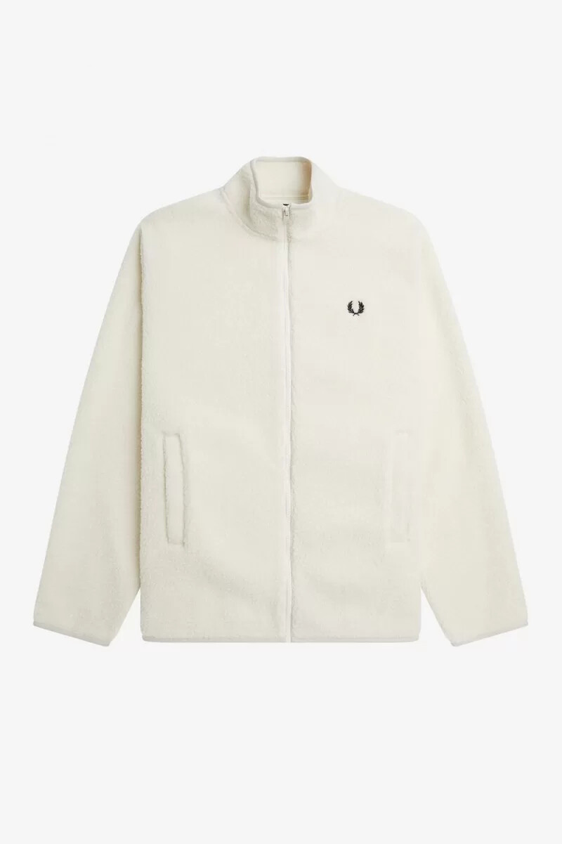 fred perry borg fleece-sweatshirt mit reißverschluss für herren beige
