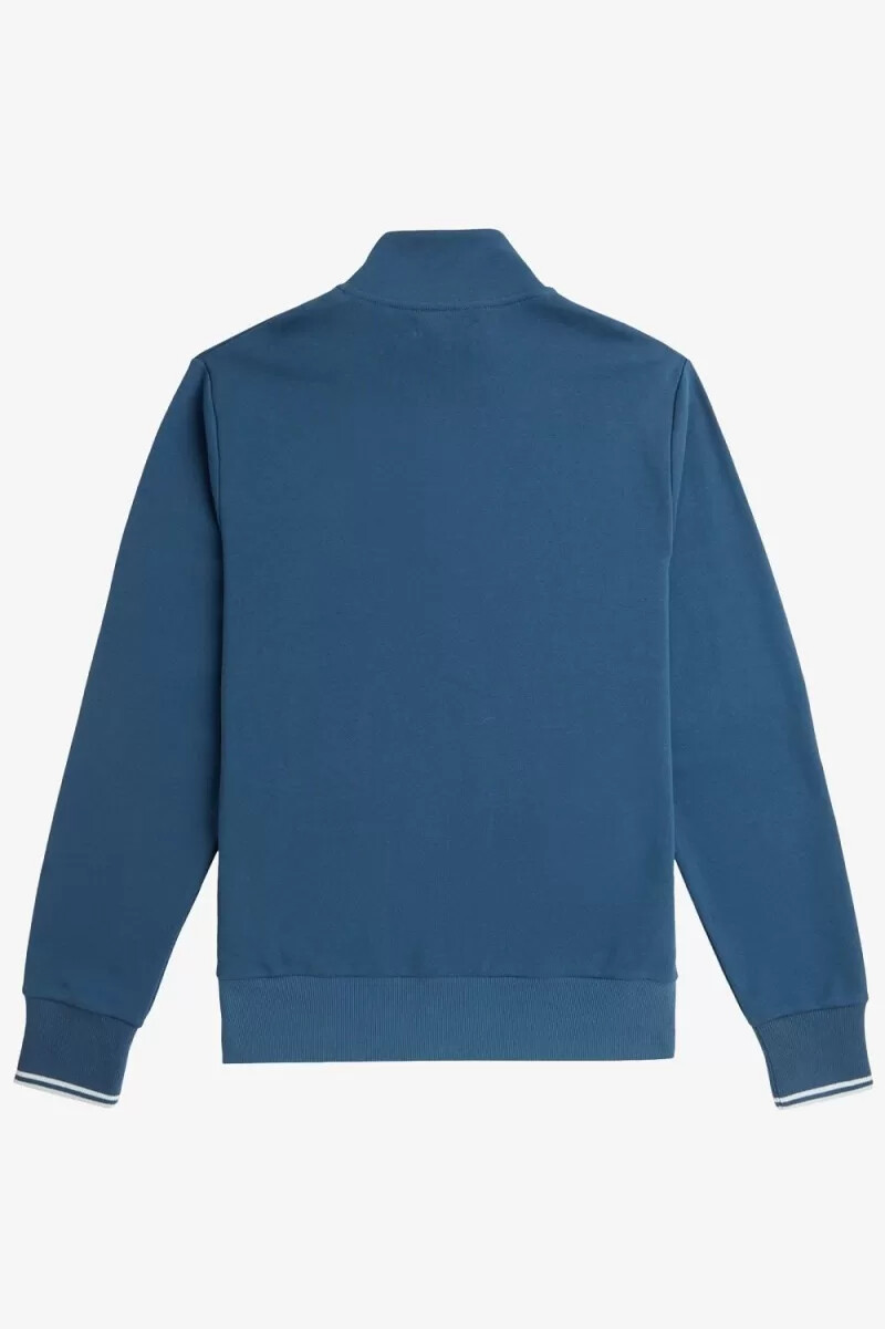 fred perry herren-sweatshirt mit halbem reißverschluss mitternachtsblau hellblau
