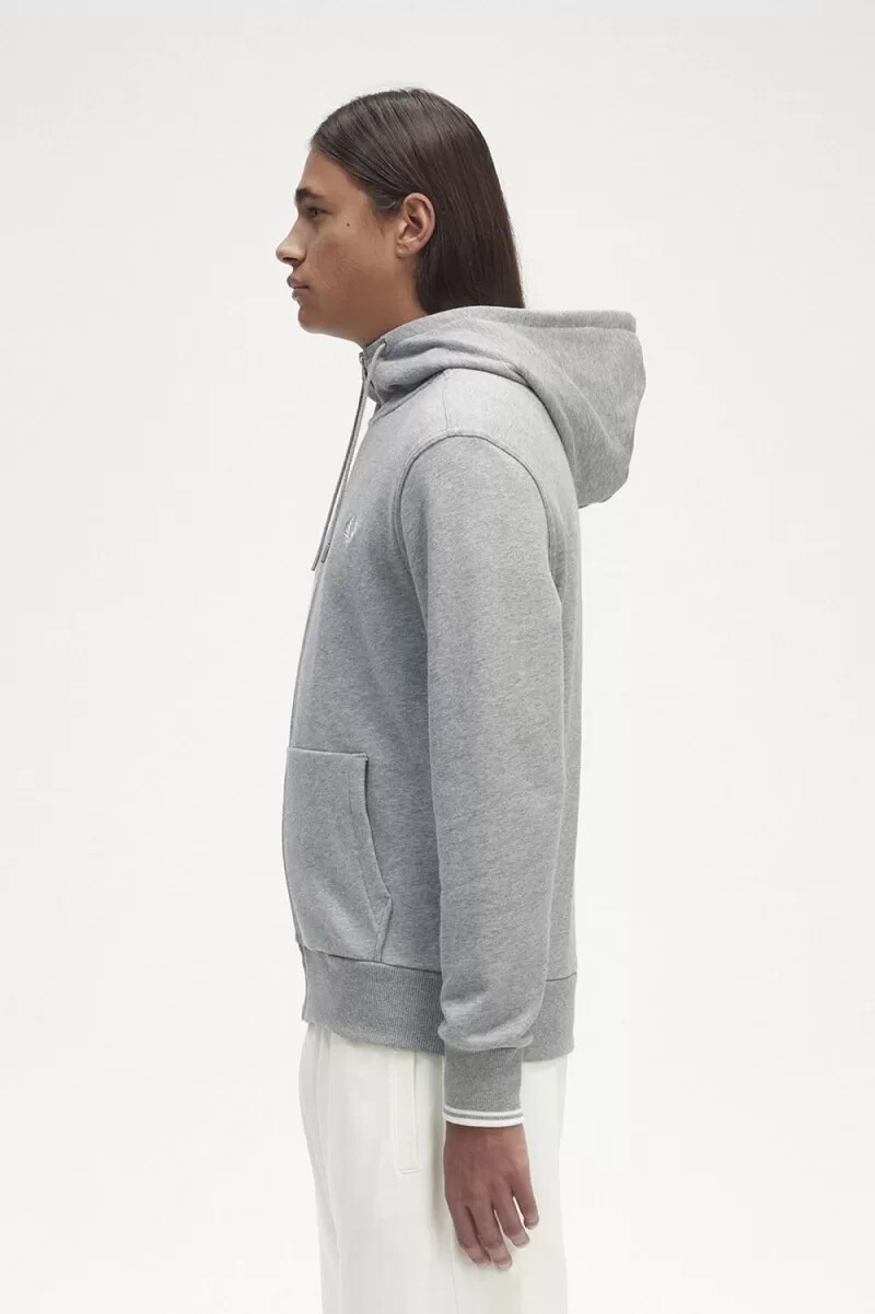 fred perry kapuzenpullover mit reißverschluss für herren grau