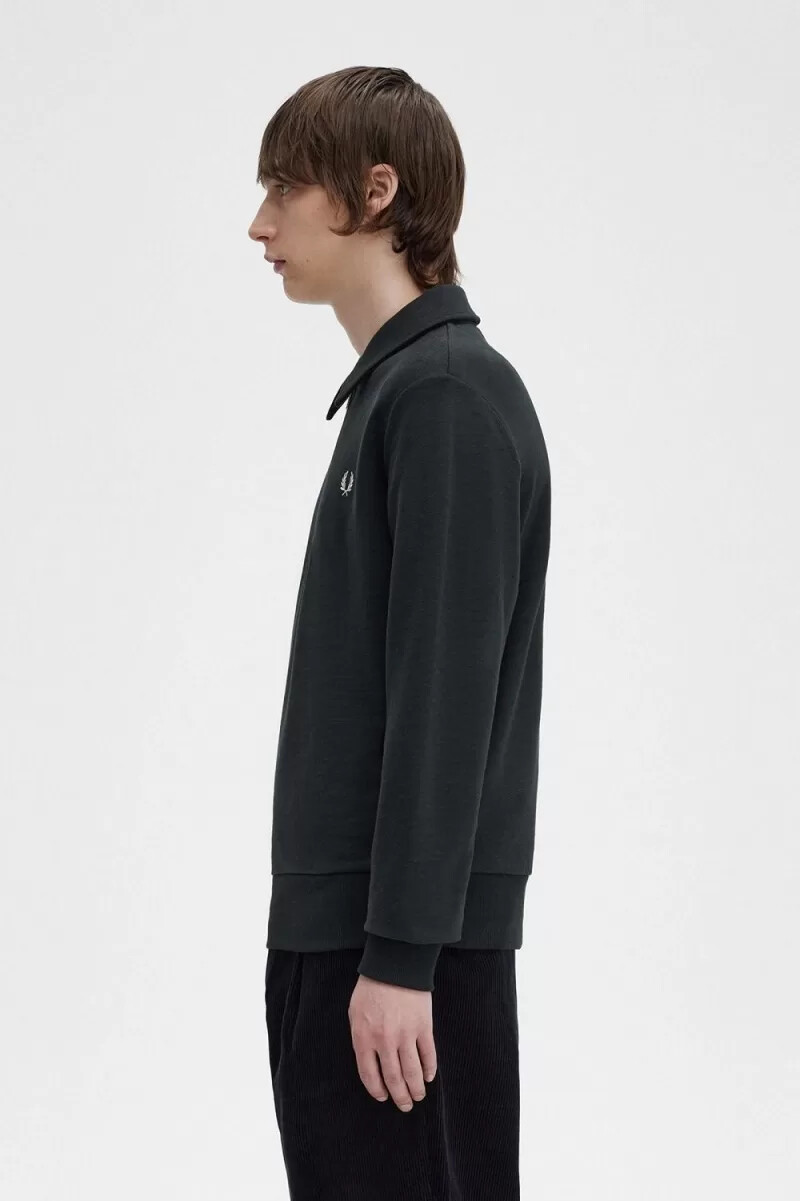 fred perry herren-sweatshirt mit reißverschlusskragen nachtgrün