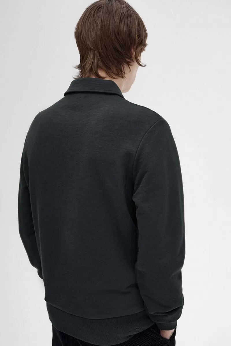 fred perry herren-sweatshirt mit reißverschlusskragen nachtgrün