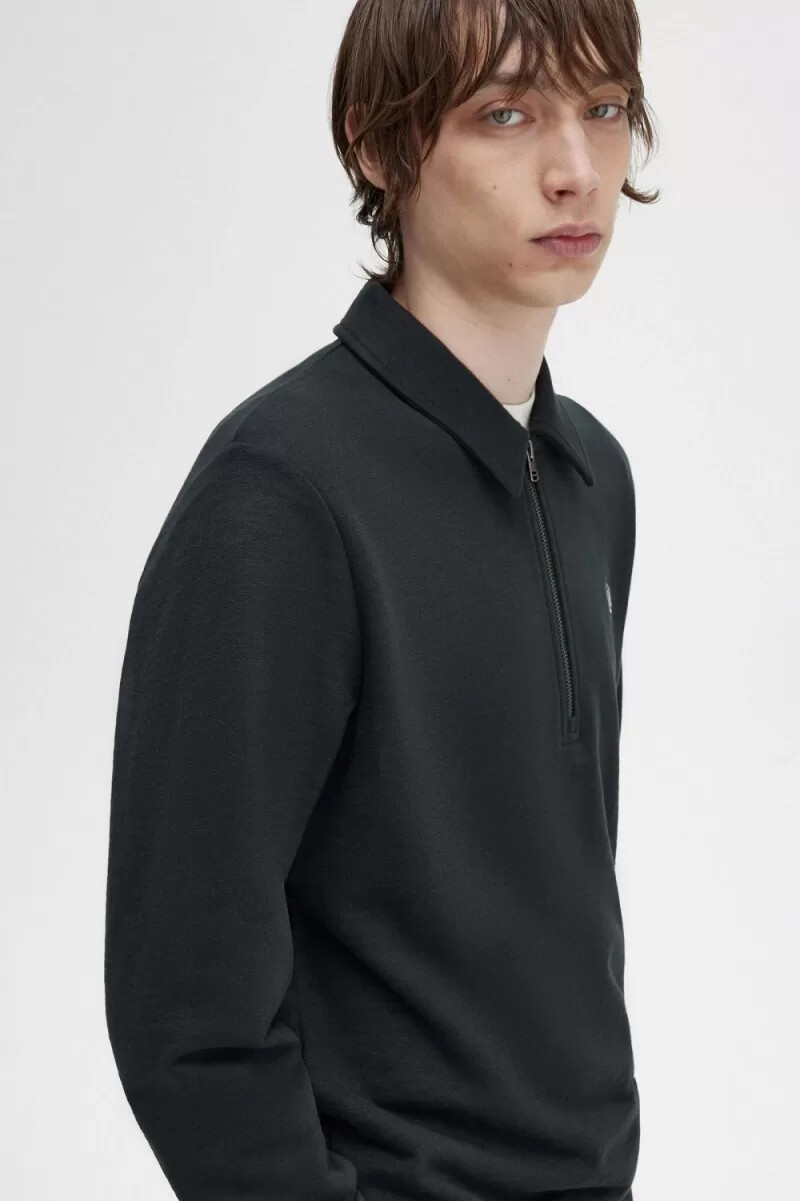 fred perry herren-sweatshirt mit reißverschlusskragen nachtgrün