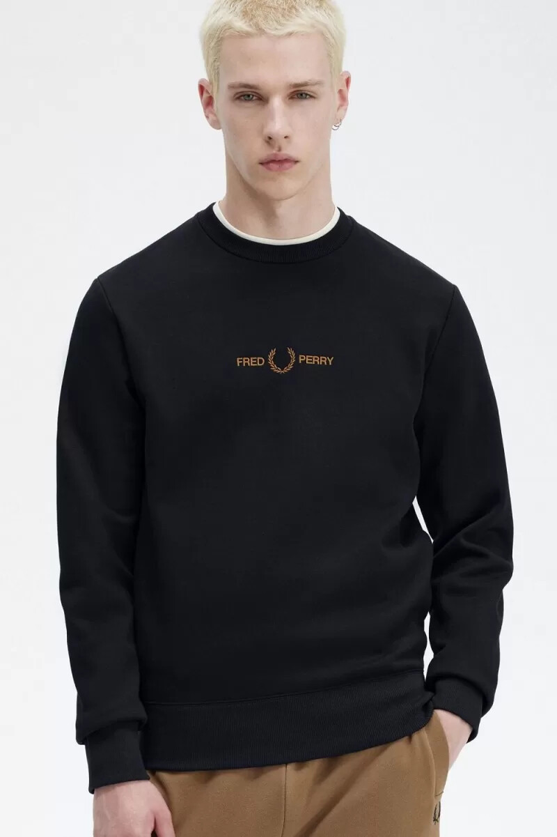 fred perry herren-sweatshirt mit stickerei marineblau