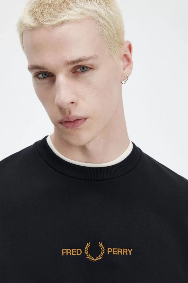 fred perry herren-sweatshirt mit stickerei marineblau