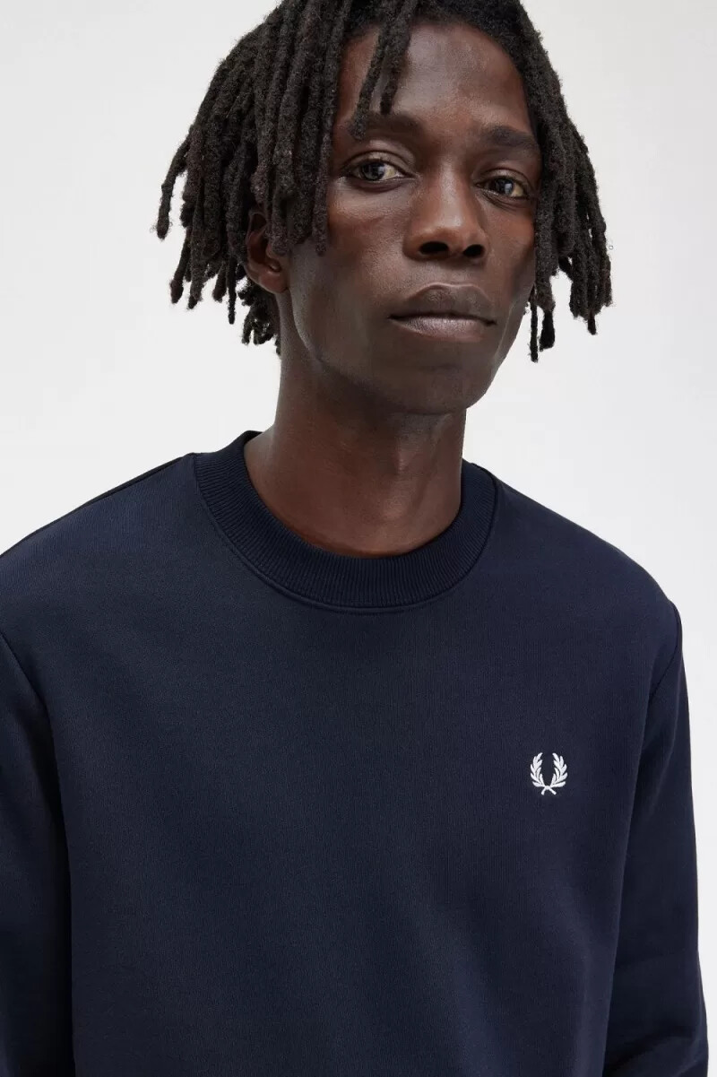 fred perry herren-sweatshirt mit rundhalsausschnitt marineblau