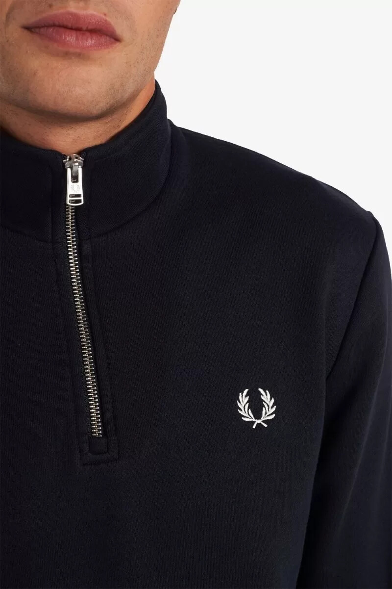 fred perry herren-sweatshirt mit halbem reißverschluss marineblau