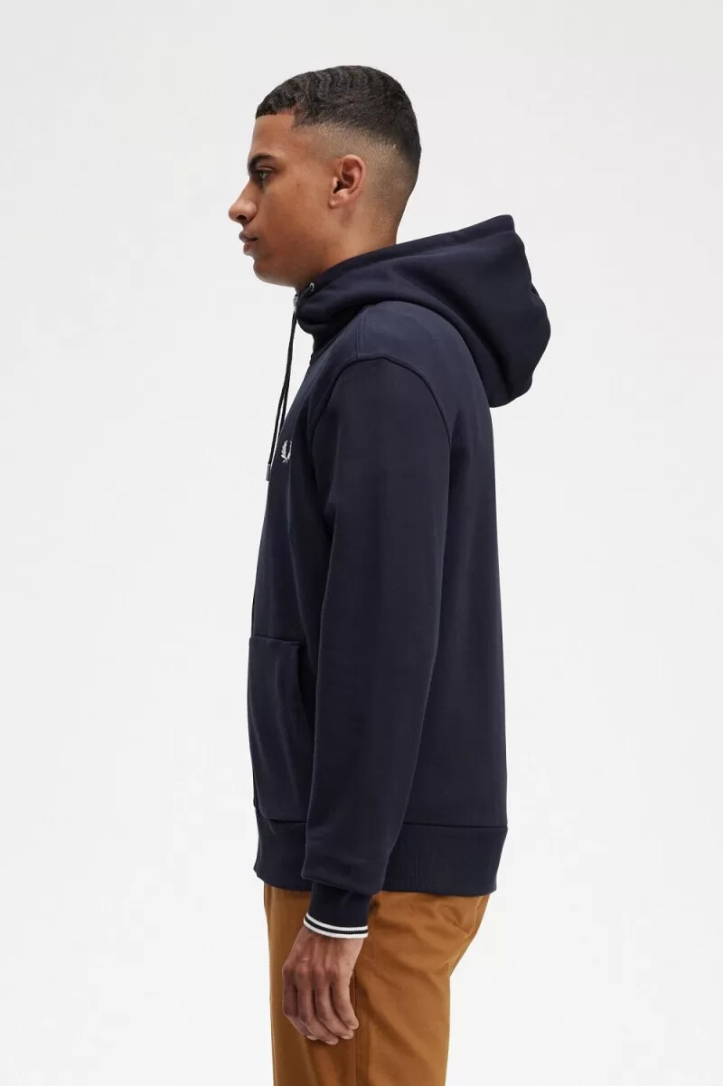 fred perry herren-sweatshirt mit kapuze und reißverschluss marineblau