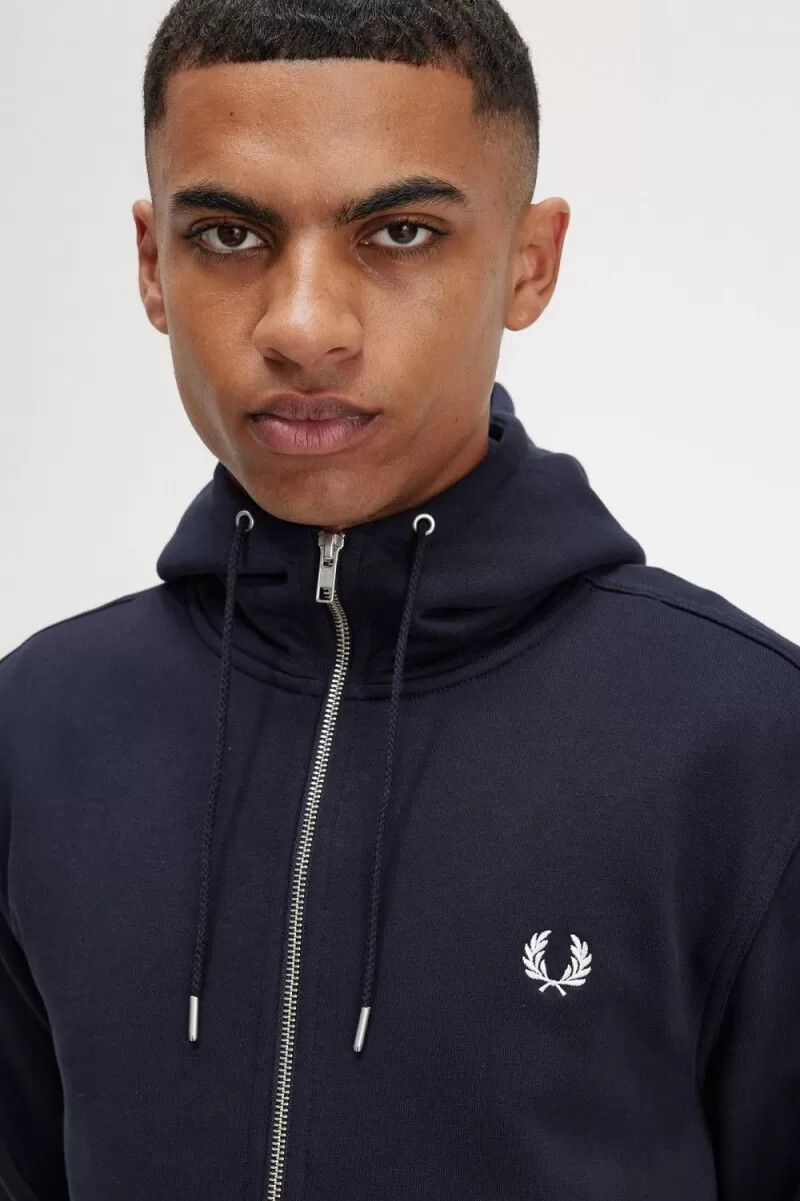 fred perry herren-sweatshirt mit kapuze und reißverschluss marineblau