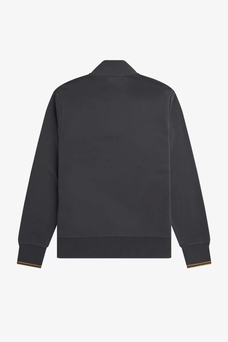 fred perry herren-sweatshirt mit halbem reißverschluss anchor grey dark coffee