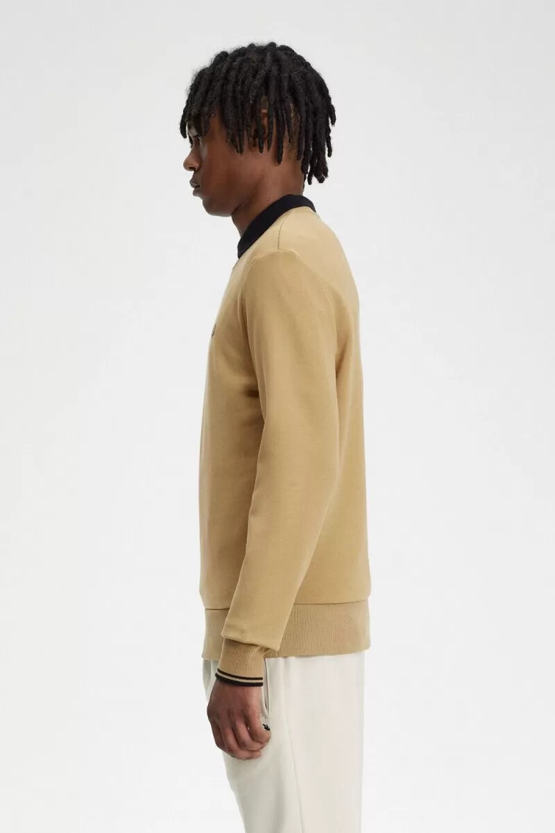 fred perry herren-sweatshirt mit rundhalsausschnitt grünschwarz