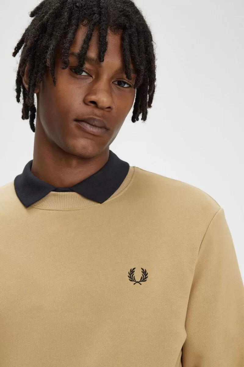 fred perry herren-sweatshirt mit rundhalsausschnitt grünschwarz