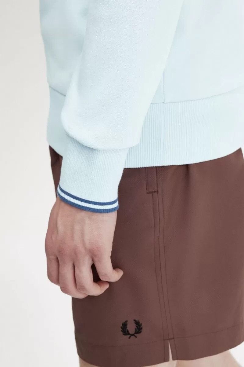 fred perry herren-sweatshirt mit halbem reißverschluss hellblau mitternachtsblau