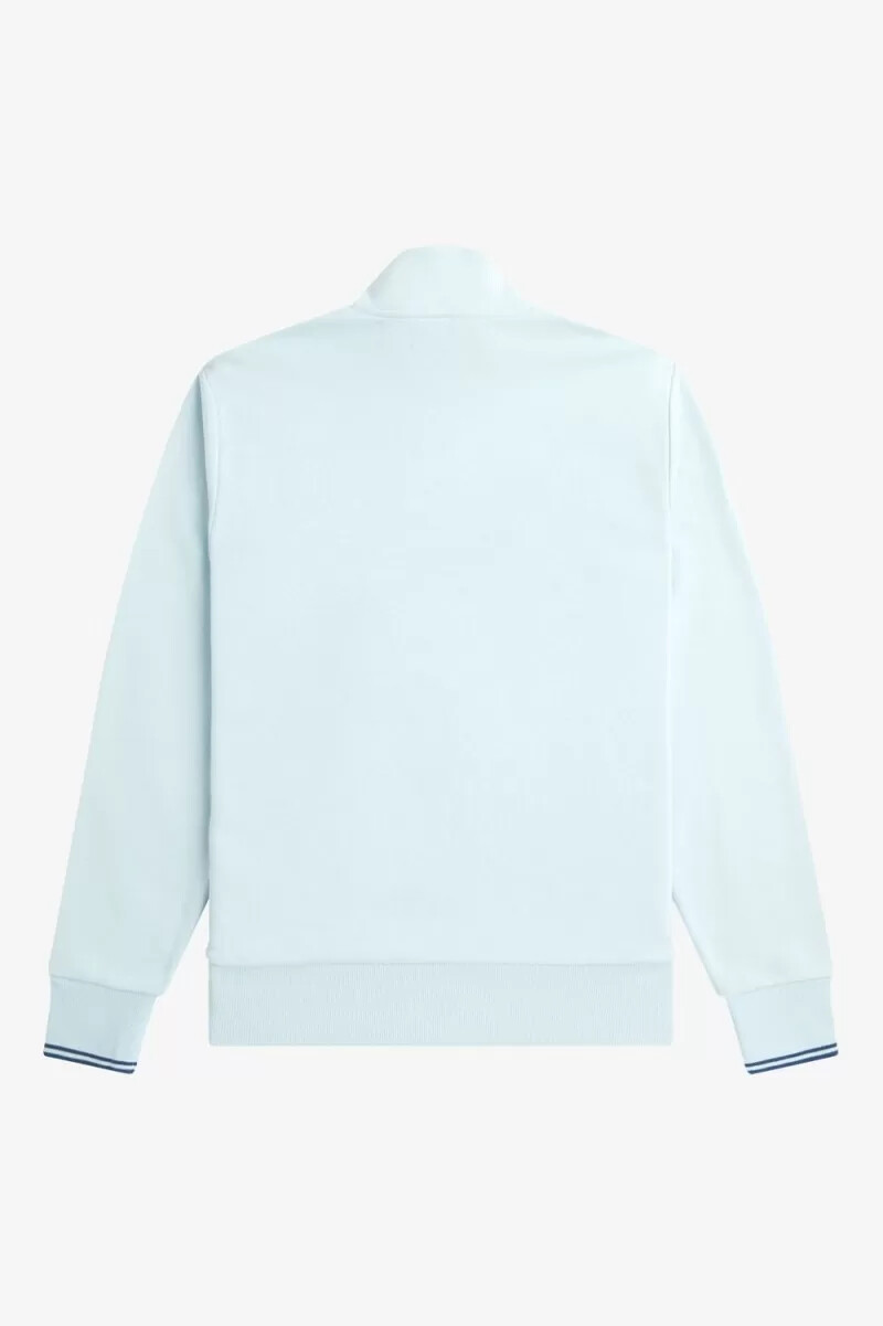 fred perry herren-sweatshirt mit halbem reißverschluss hellblau mitternachtsblau