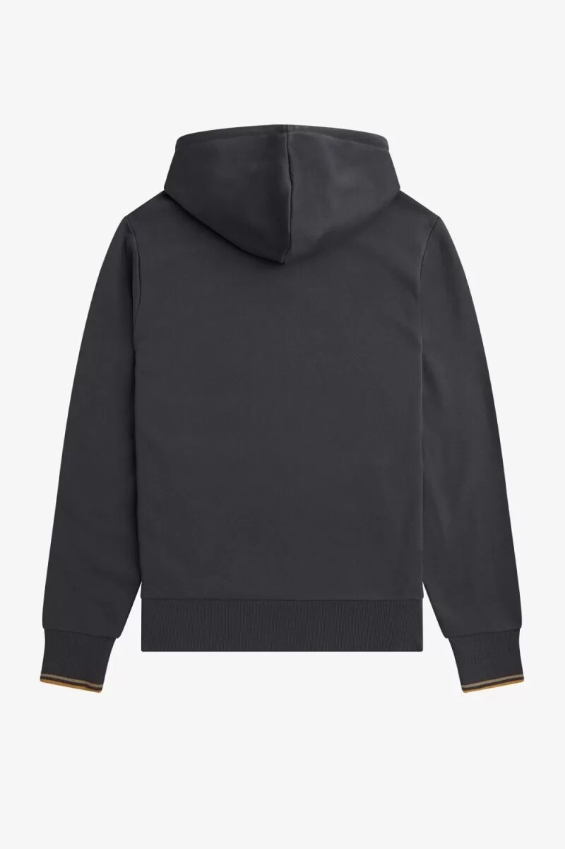 fred perry herren-sweatshirt mit kapuze und zierstreifen anchor grey dark coffee