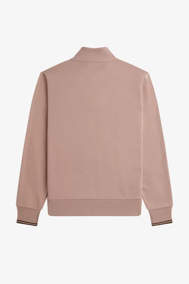 fred perry herren-sweatshirt mit halbem reißverschluss dunkelrosa