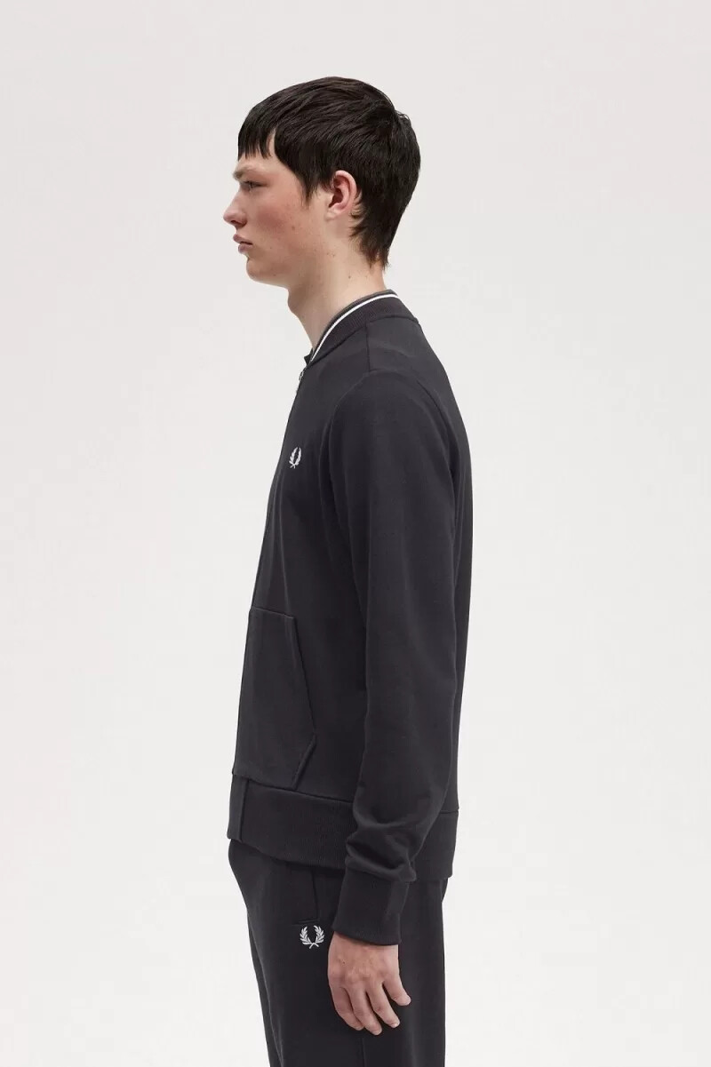 fred perry herren-sweatshirt mit reißverschluss schwarz