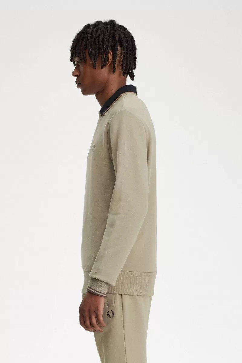 fred perry herren-sweatshirt mit rundhalsausschnitt warmgraudunkelrot