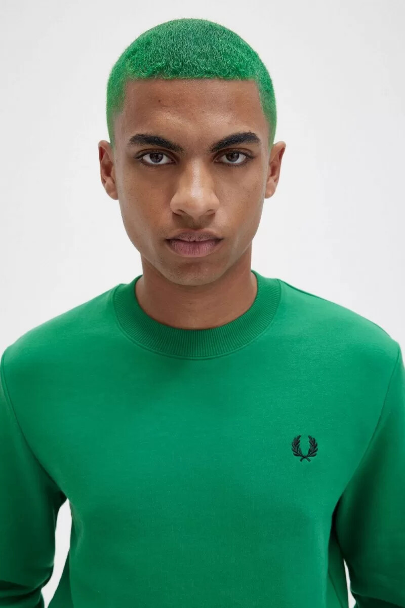 fred perry herren-sweatshirt mit rundhalsausschnitt grün