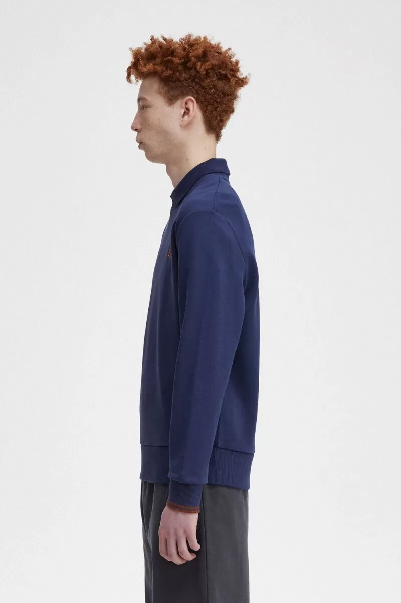 fred perry herren-sweatshirt mit rundhalsausschnitt farbe französischblauwhiskybraun