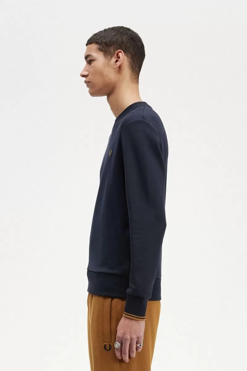 fred perry herren-sweatshirt mit rundhalsausschnitt marineblaudunkelbraun