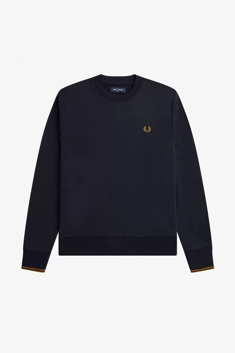fred perry herren-sweatshirt mit rundhalsausschnitt marineblaudunkelbraun
