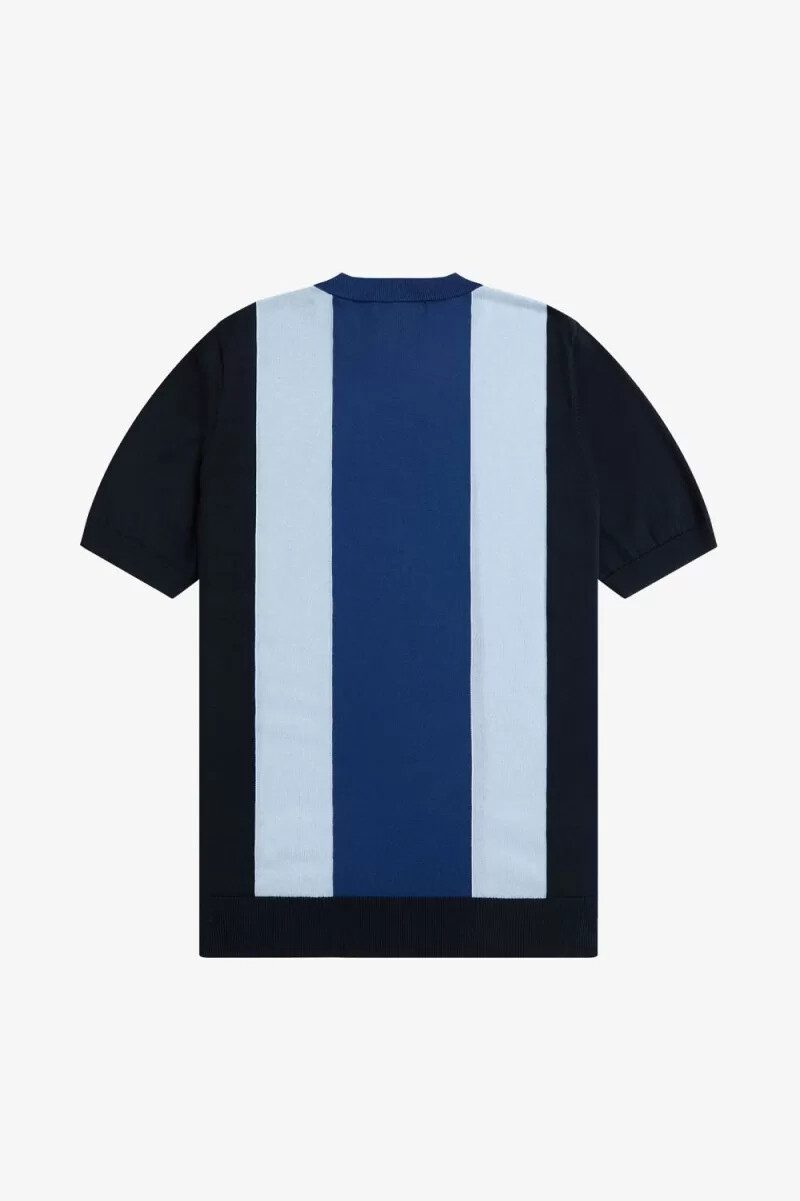 fred perry herren-t-shirt mit streifenmuster feinstrick marineblau türkis kobaltblau