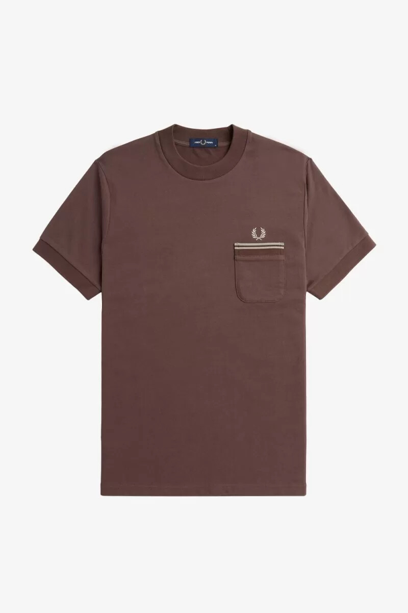 fred perry loopback jersey pocket herren-t-shirt dunkelrot
