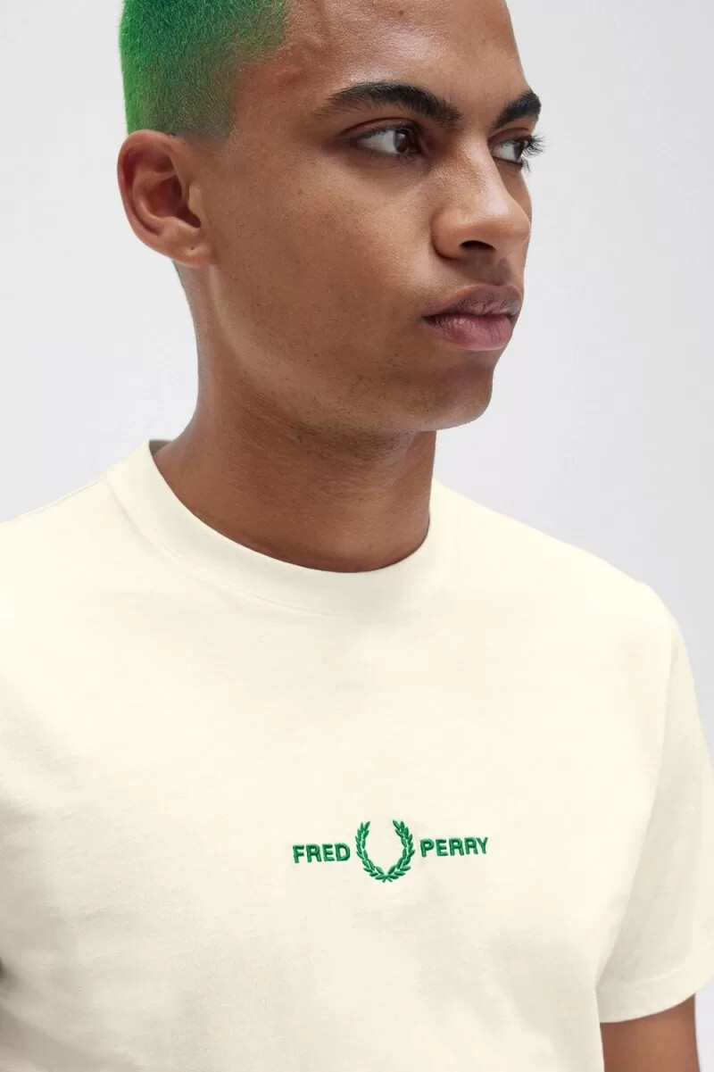 fred perry herren-t-shirt mit stickerei beige