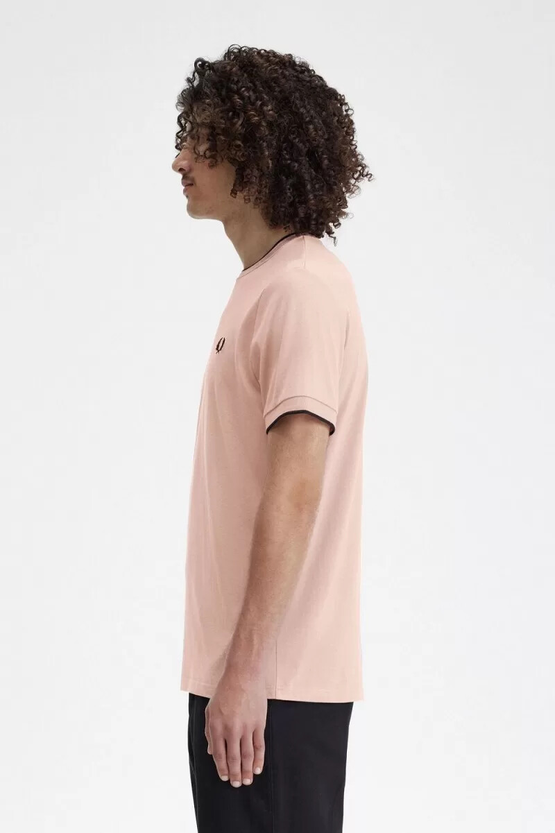fred perry twin tipped herren-t-shirt dunkelrosa altrosa schwarz