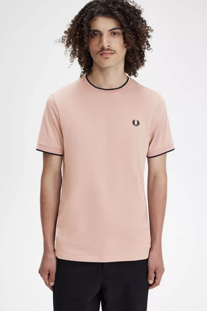 fred perry twin tipped herren-t-shirt dunkelrosa altrosa schwarz
