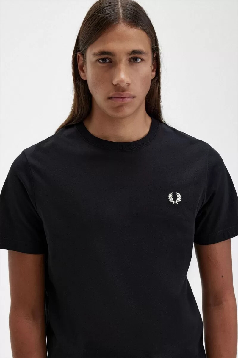 fred perry herren-t-shirt mit rundhalsausschnitt schwarz
